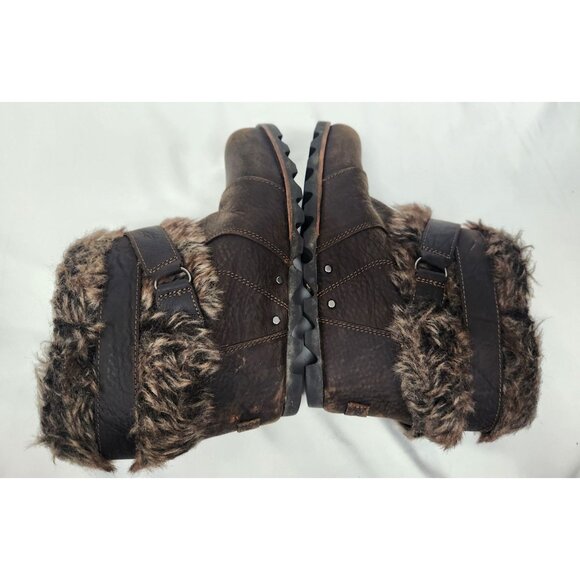 Sorel Women's Sz. 7.5 Brown Joan Of Arctic Booties Faux Fur Leather Wedge Boots - Picture 7 of 8